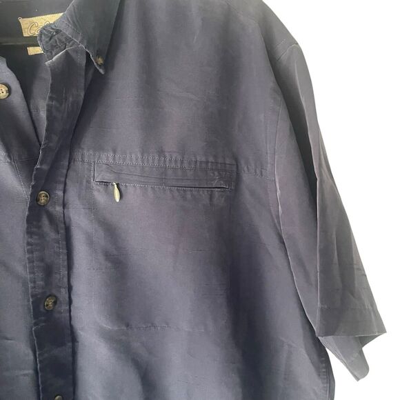 Cabela's Men's Size Large Navy Blue Soft Modal Short Sleeve Button Up Shirt - Picture 4 of 8